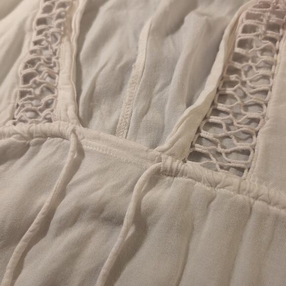 Raviya pale pink V-neck lace trim, drawstring beach/swim cover up, size small - Picture 7 of 10